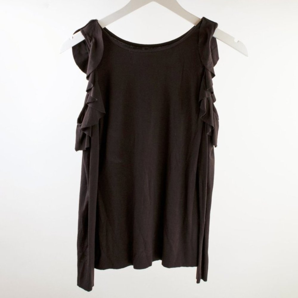 Bailey 44 Tinkerbell Brown Cold Shoulder Ruffle Top